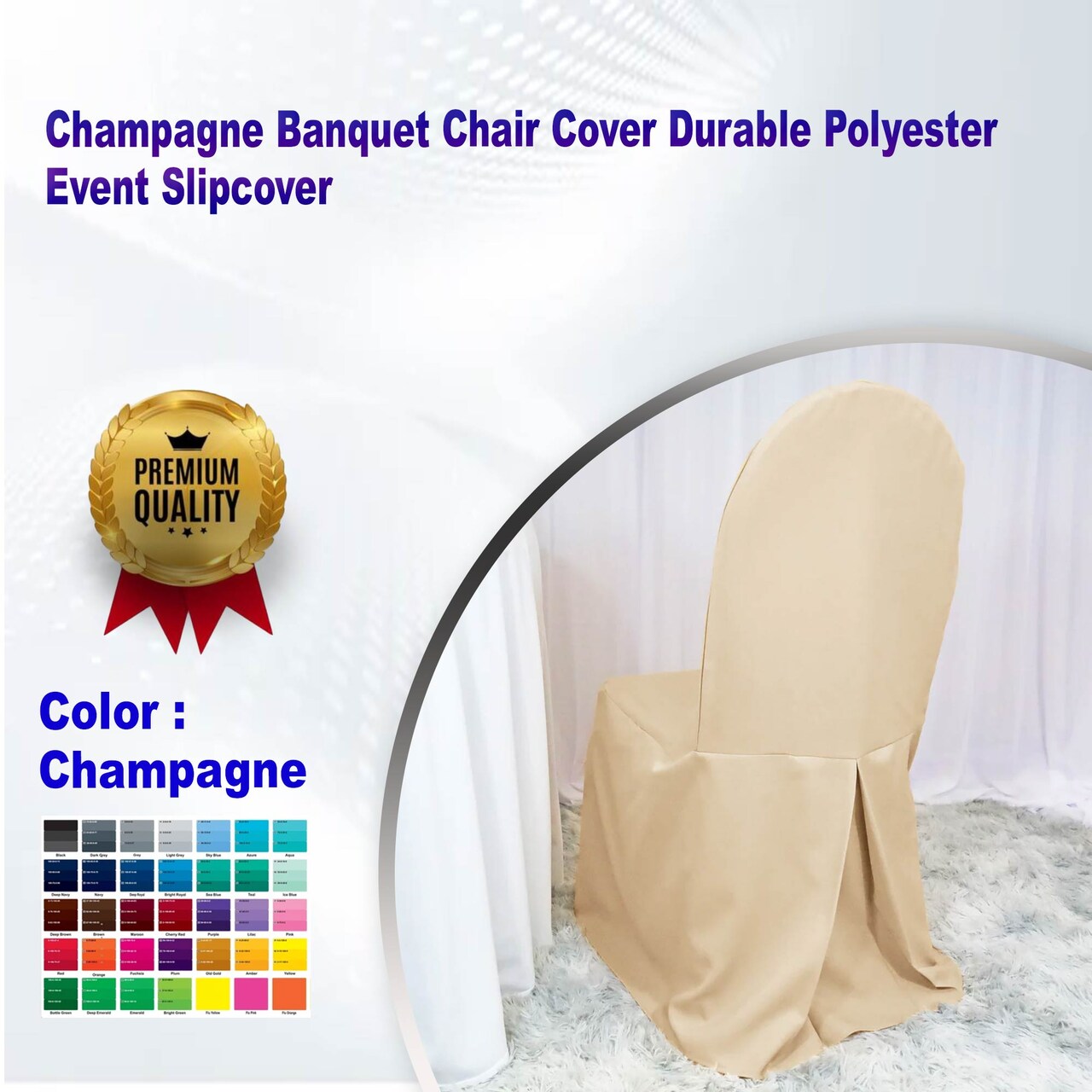 Champagne Banquet Chair Cover Durable Polyester Event Slipcover